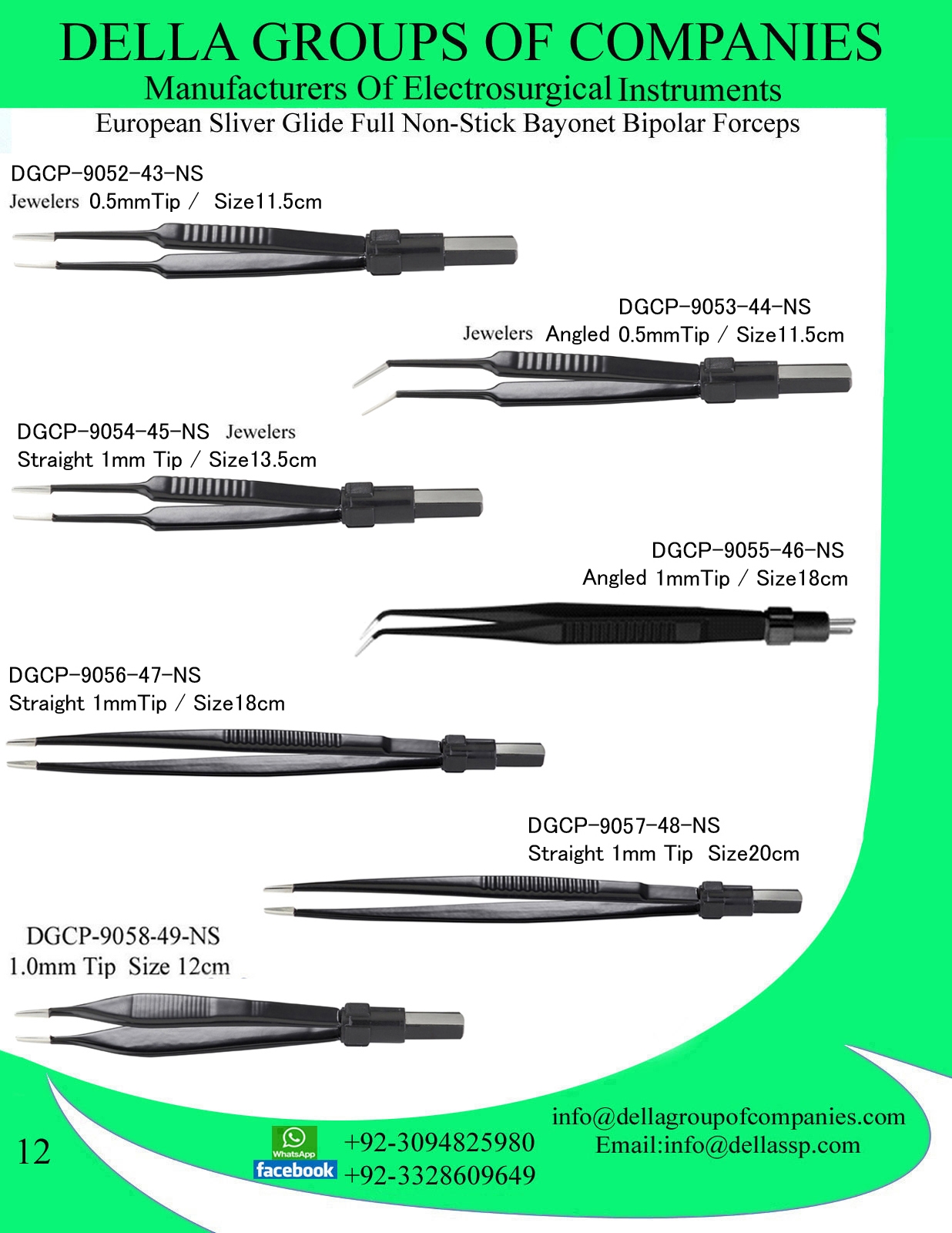 European Sliver Glide Full Non-Stick Bayonet Bipolar Forceps