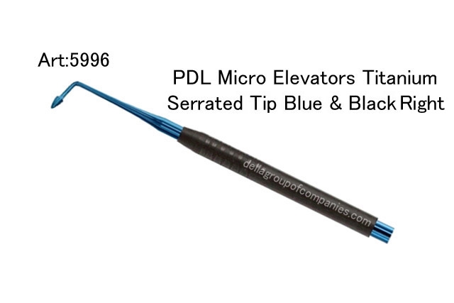 PDL Micro Elevator Titanium Serrated Tip Bule & Black Right