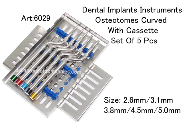 Dental Implants Instruments Osteotomes Straight with Cassette Set of 5 Pcs  