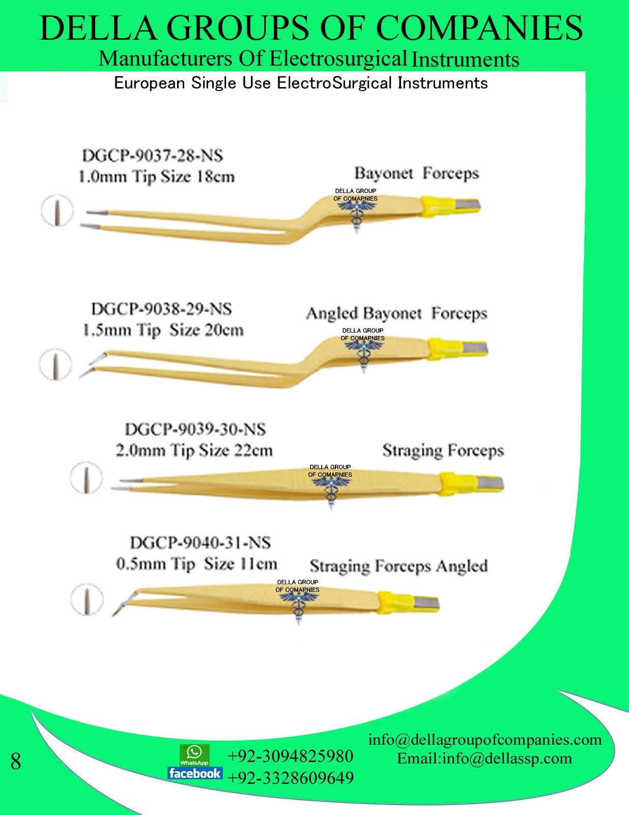 Single Use European Bayonet Bipolar Forceps