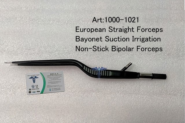 European Straight  Forceps Bayonet Suction Irrigation Non-Stick Bipolar Forceps