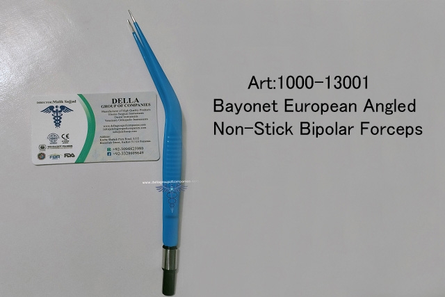 Bayonet European Angled Non-Stick Bipolar Forceps