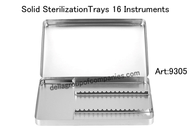 Solid Sterilization Trays 16 Instruments Stainless Steel   