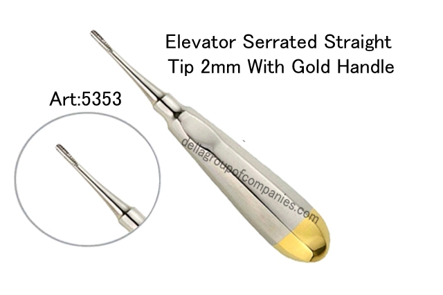 A Straight Elevator Serrated With Gold Handle 
