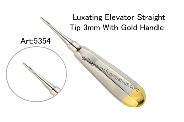 Luxating Elevator Serrated With Gold Handle 