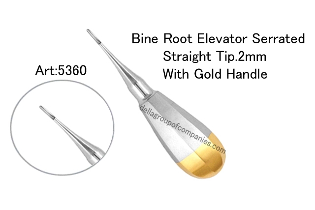 Bine Root Elevator Straight Serrated With Gold Handle 