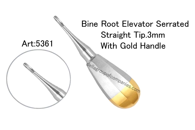 Bine Root Elevator Straight Serrated With Gold Handle 
