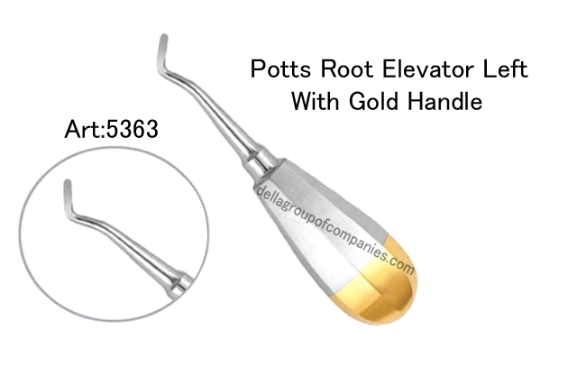 Potts Root Elevator Left With Gold Handle 