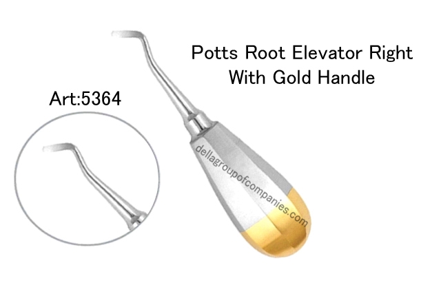 Potts Root Elevator Right  With Gold Handle