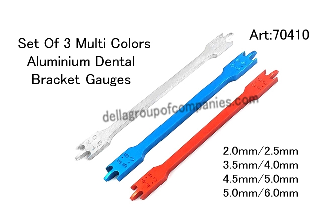 Set Of 3 Multi Colors Aluminium Dental  Bracket Gauges